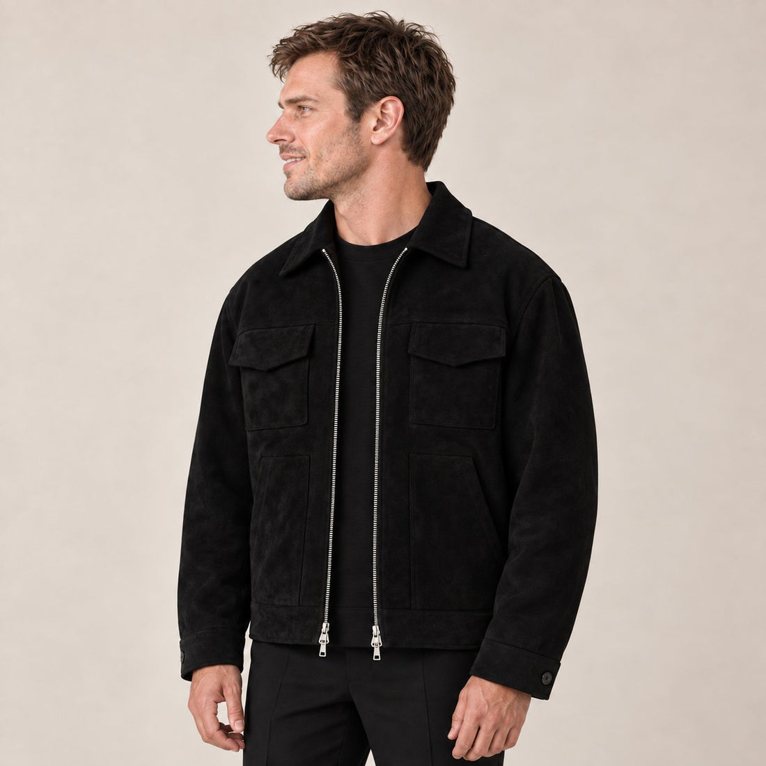 Men's Faux Suede Relaxed-Fit Jacket