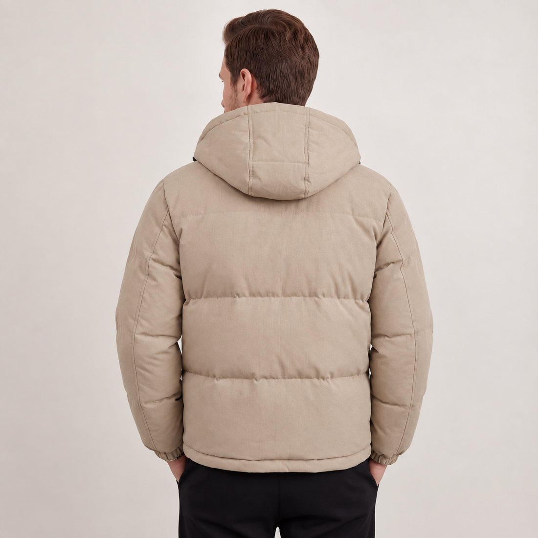 Beige Hooded Puffer Jacket