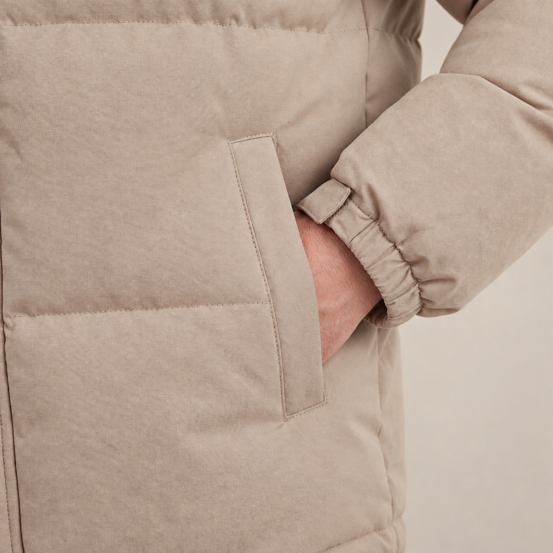 Beige Hooded Puffer Jacket
