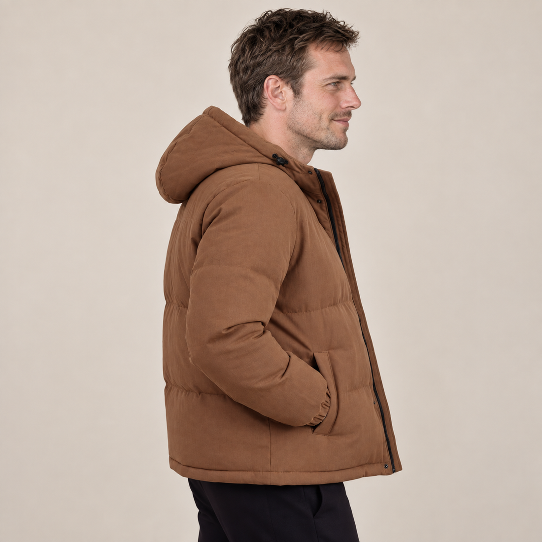 Brown Hooded Puffer Jacket