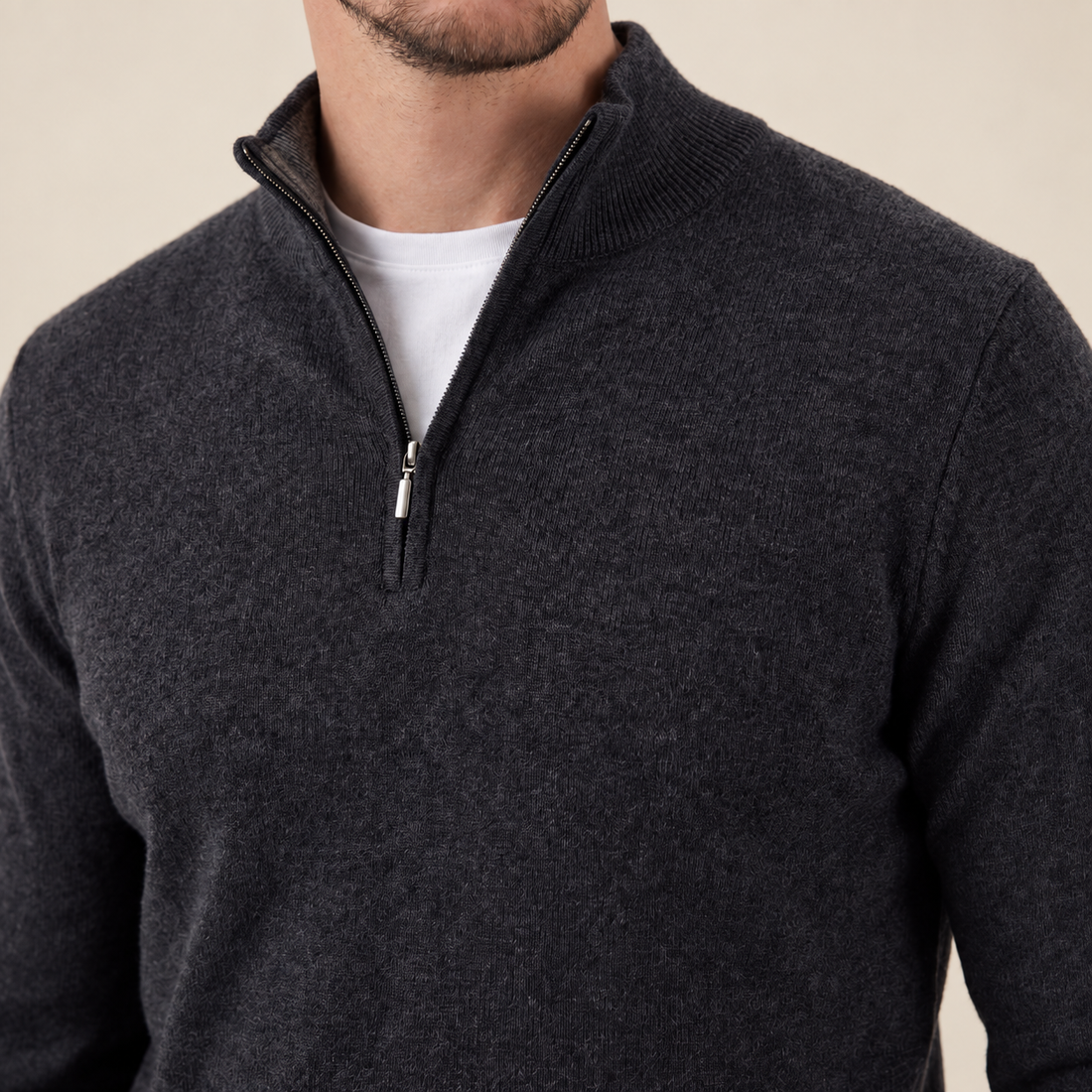 Men's Grey Half-Zip Sweater