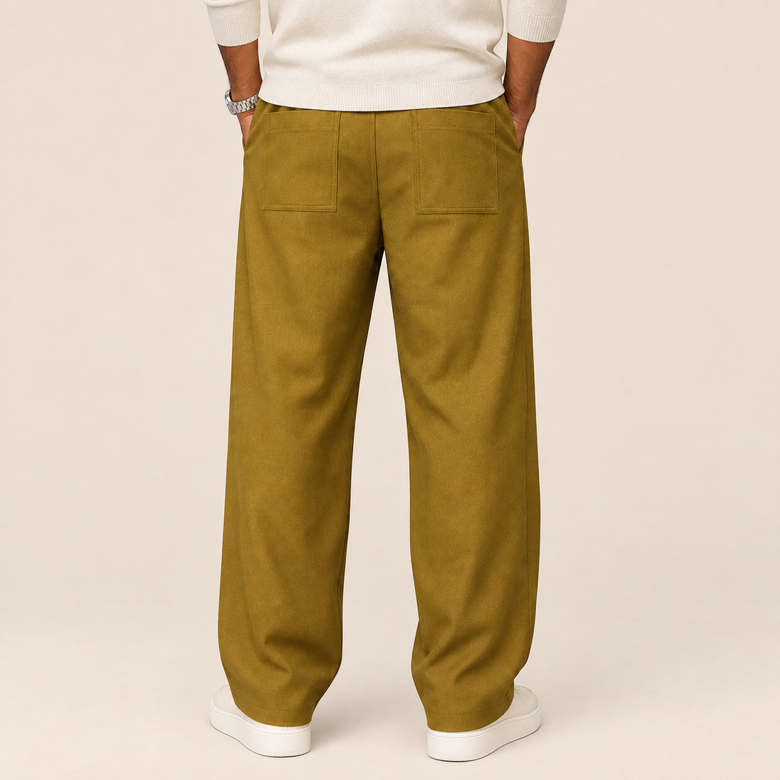 Men's Wide Leg Trousers Relaxed Fit Drawstring Waist