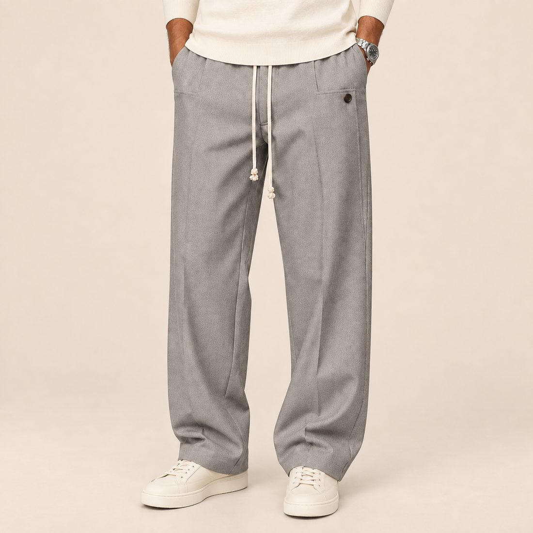 Men's Wide Leg Trousers Relaxed Fit Drawstring Waist