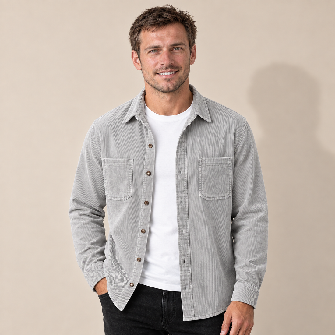 Men's Overshirt Corduroy Shacket Lapel Collar