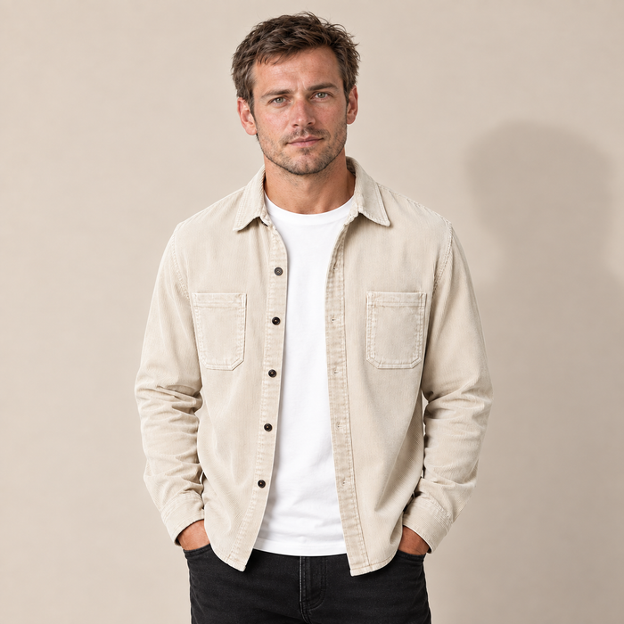 Men's Overshirt Corduroy Shacket Lapel Collar