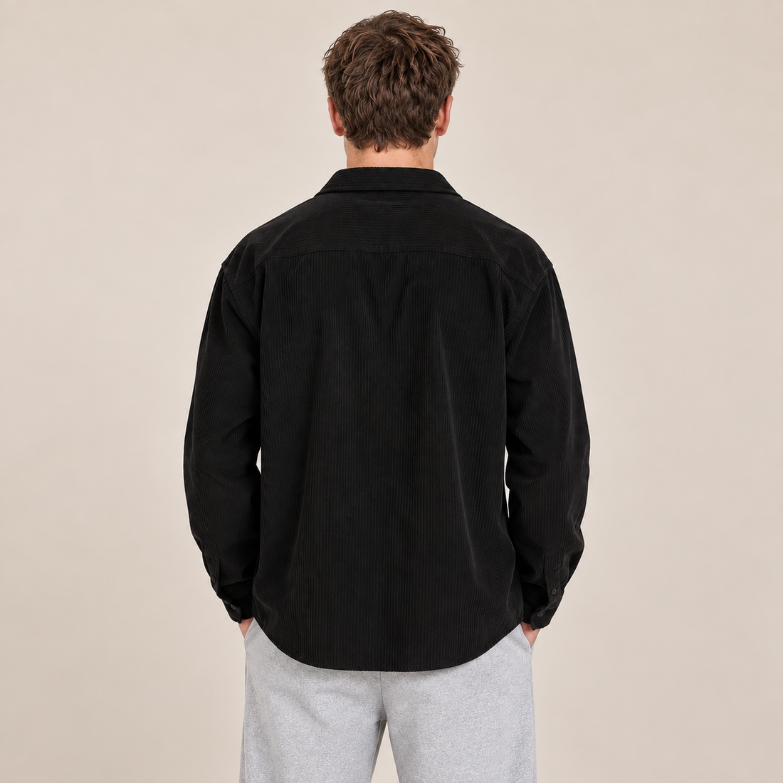 Men's Overshirt Notched Collar Loose Fit