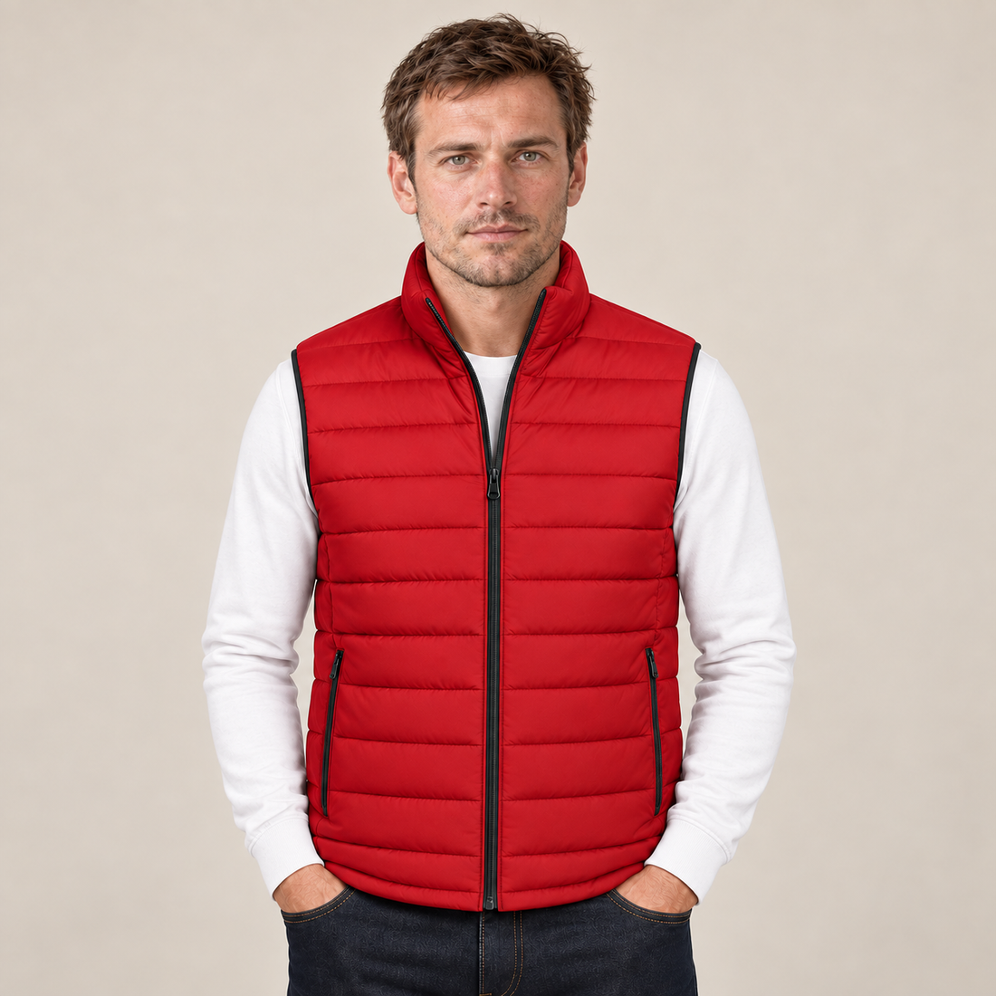 Men's Gilet Stand Collar Zip Up Lightweight