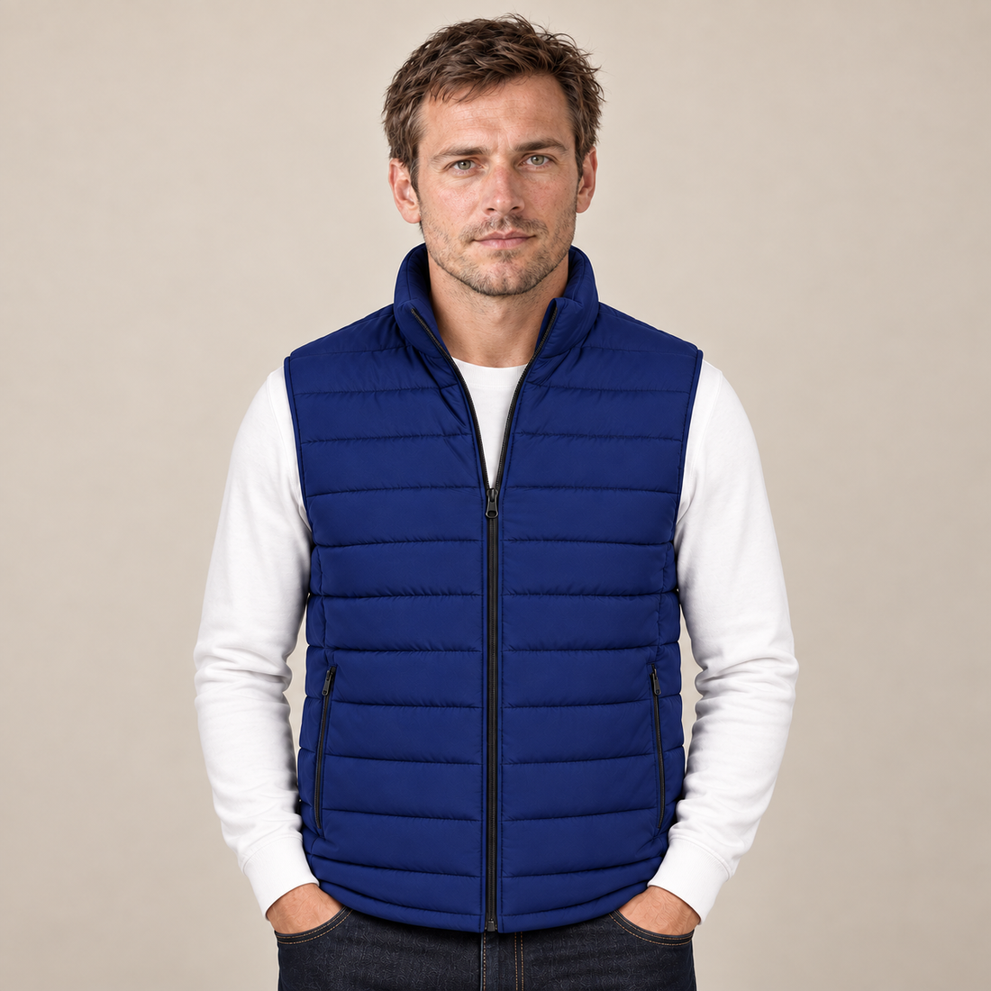 Men's Gilet Stand Collar Zip Up Lightweight