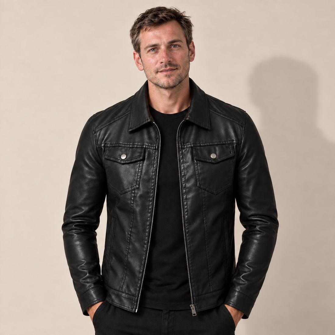 Men's Vintage Faux Leather Jacket