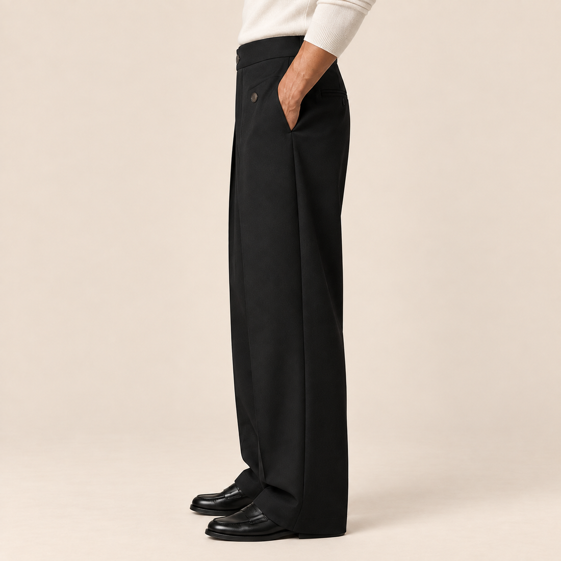 Men's Wide Leg Trousers with Front Pleats