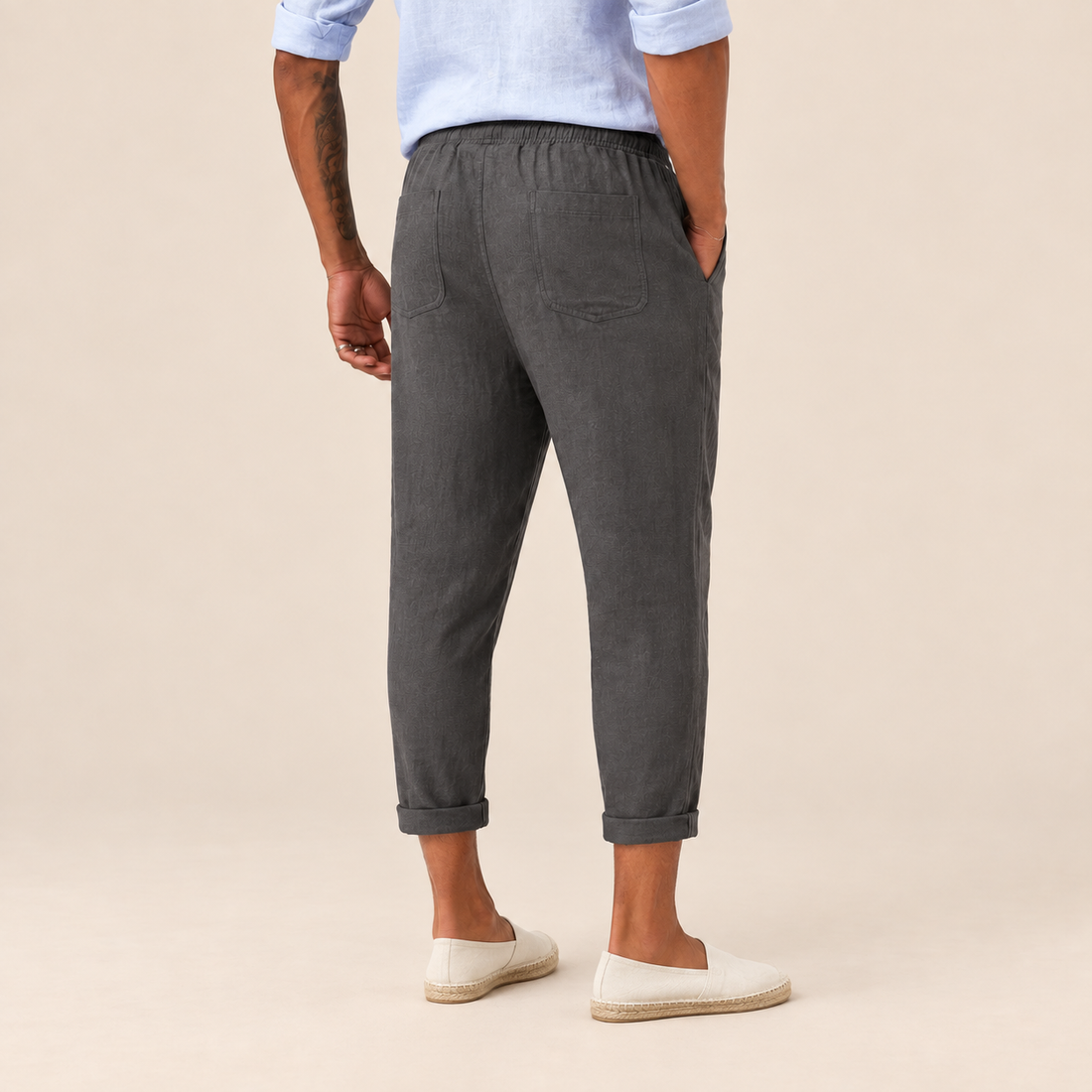 Men's Slim Tapered Drawstring Lightweight Summer Trousers