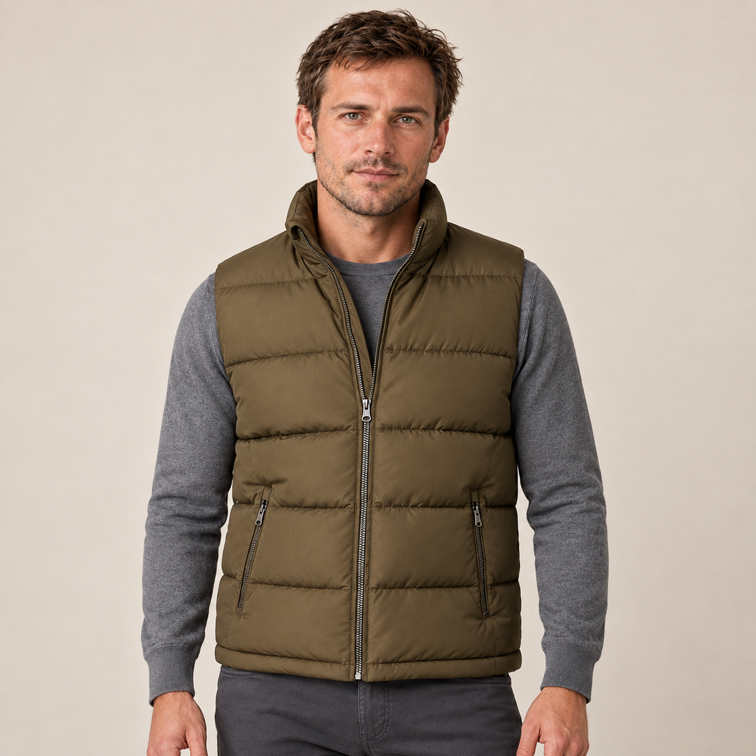 Men's Quilted Gilet Bodywarmer with Zip Front