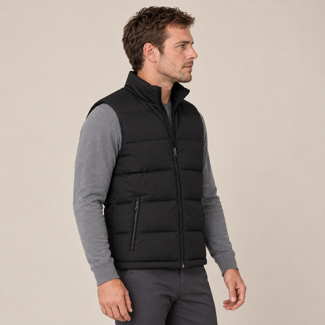 Men's Quilted Gilet Bodywarmer with Zip Front