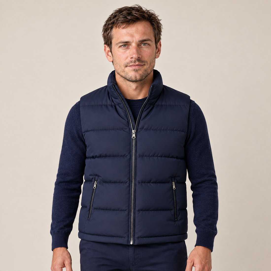Men's Quilted Gilet Bodywarmer with Zip Front