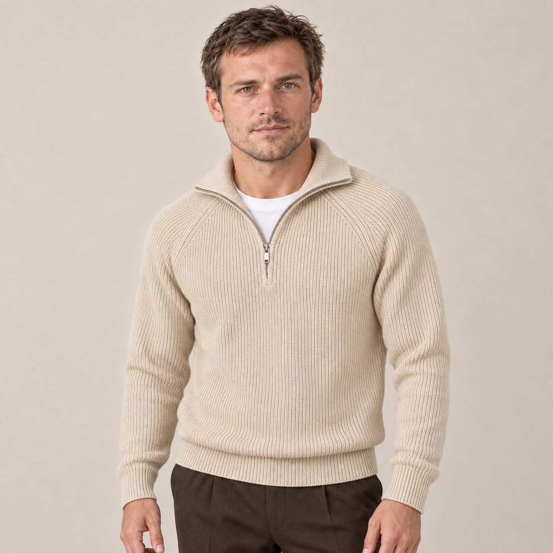 Men's Quarter-Zip Sweater Knitted