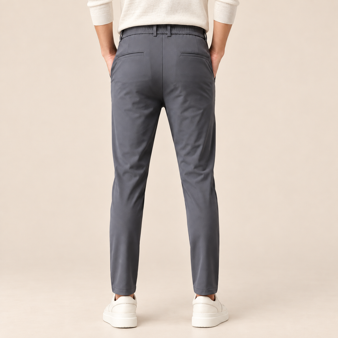 Men's Slim Fit Stretch Trousers with Straight Leg