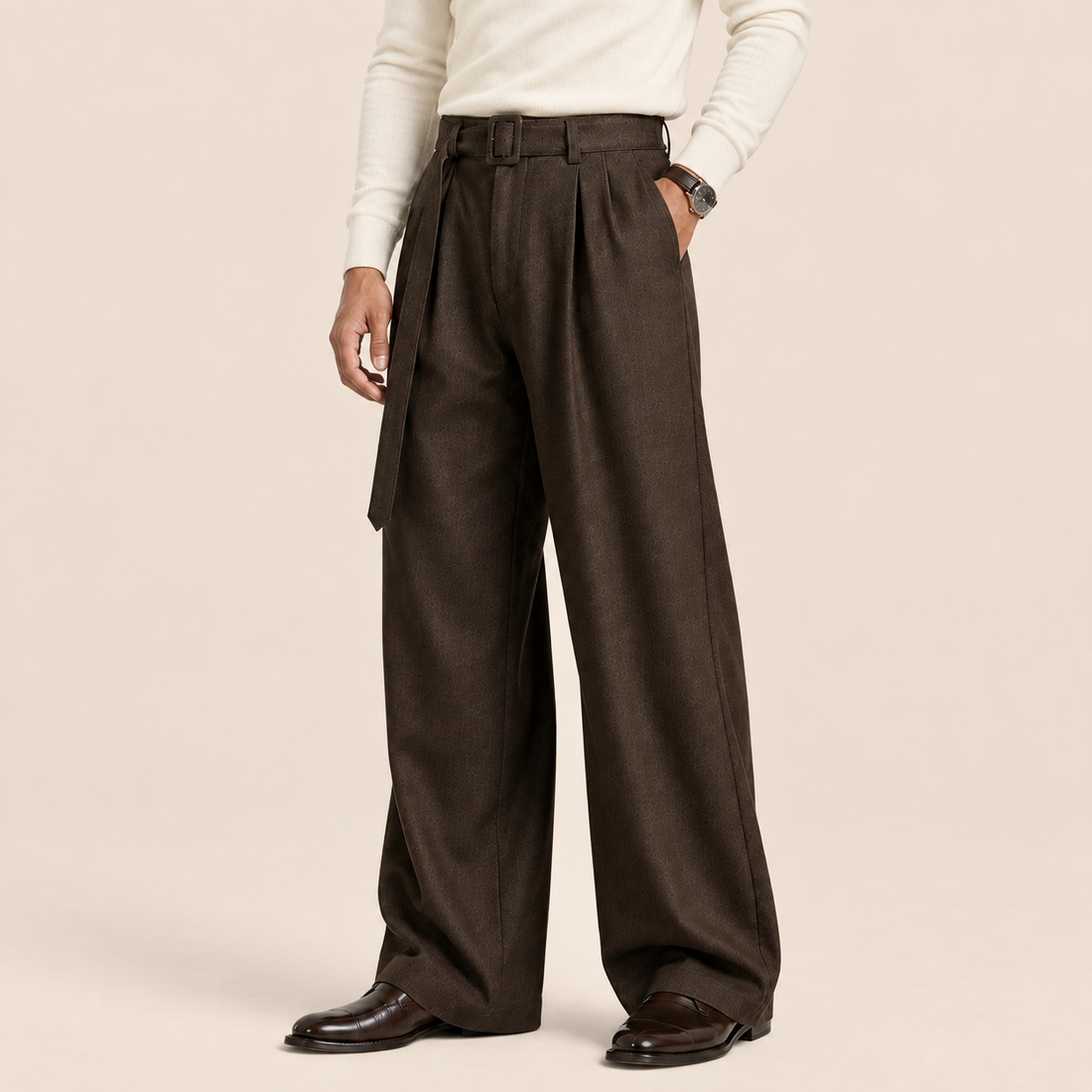 Men's Trousers Straight Leg Pleated Tailored