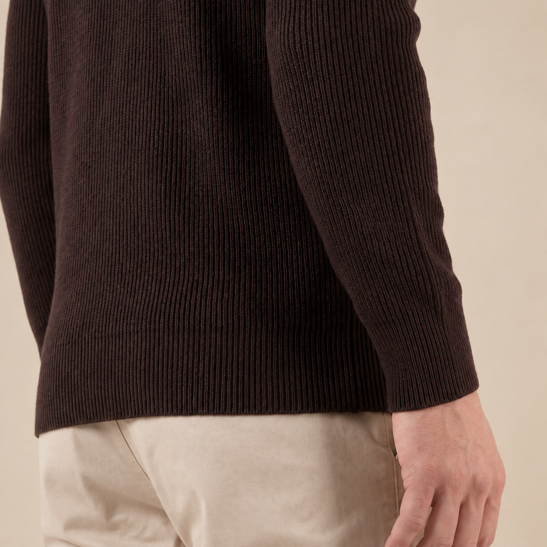Dark Brown Ribbed Sweater