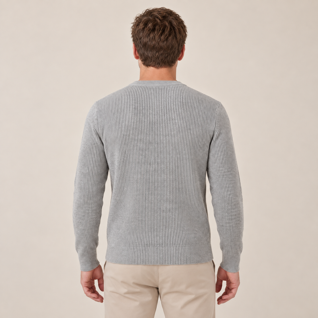 Grey Mélange Ribbed Sweater