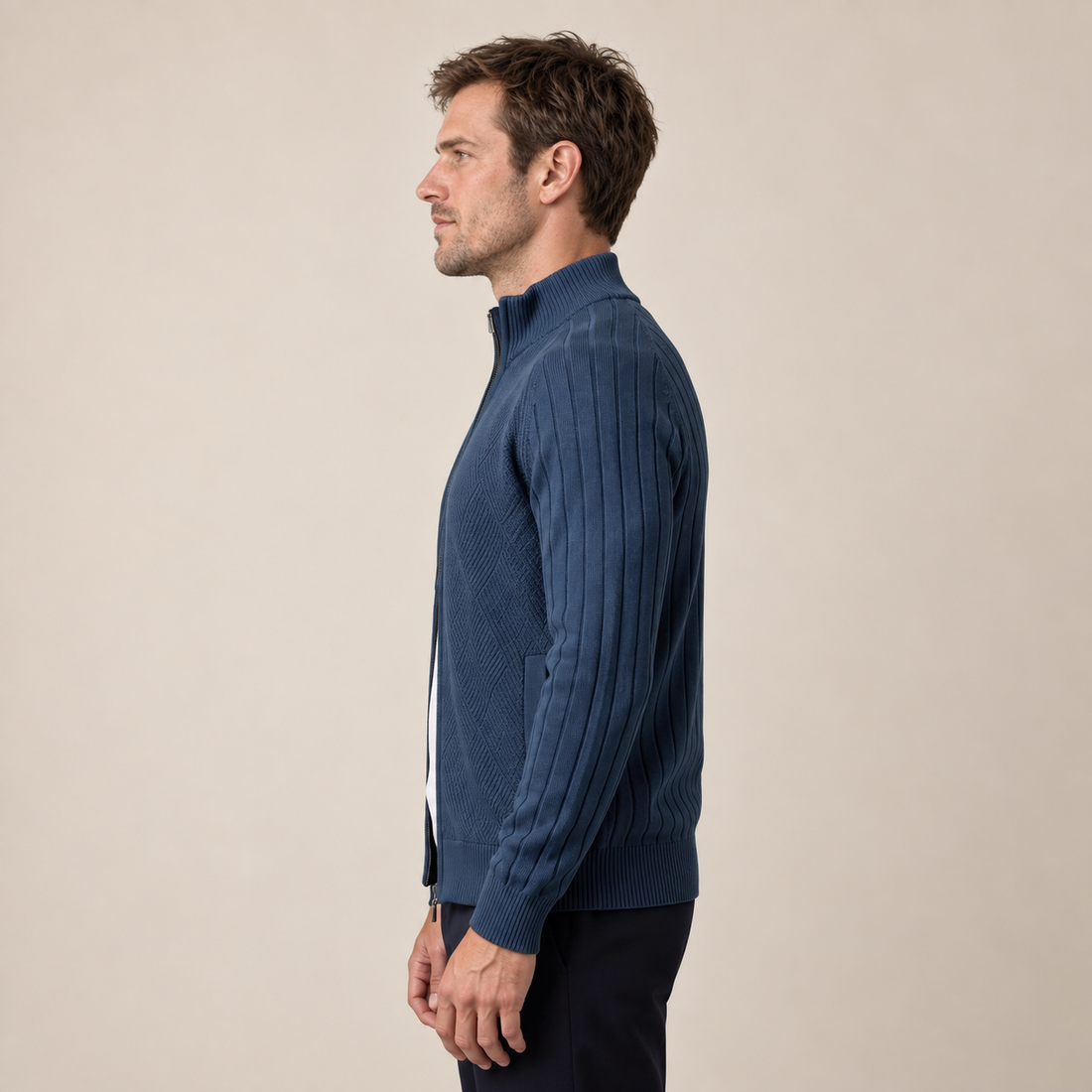 Men's Diamond Knit Full-Zip Cardigan
