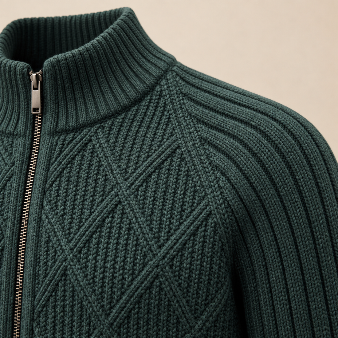 Men's Diamond Knit Full-Zip Cardigan