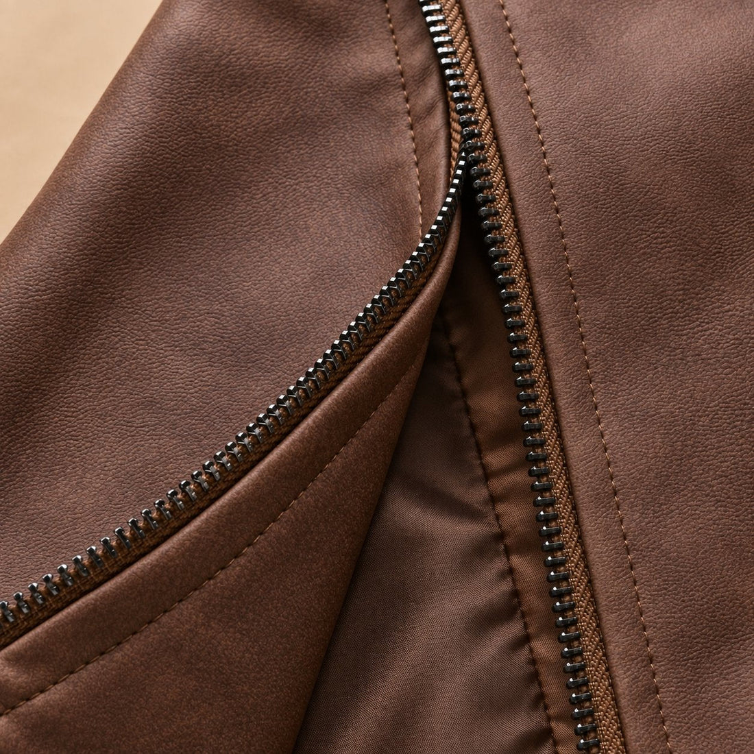 Men's Faux Leather Zip-Up Jacket