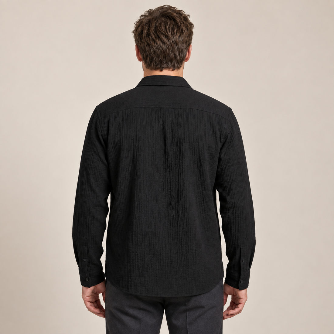 Men's Autumn Textured Long Sleeve Shirt