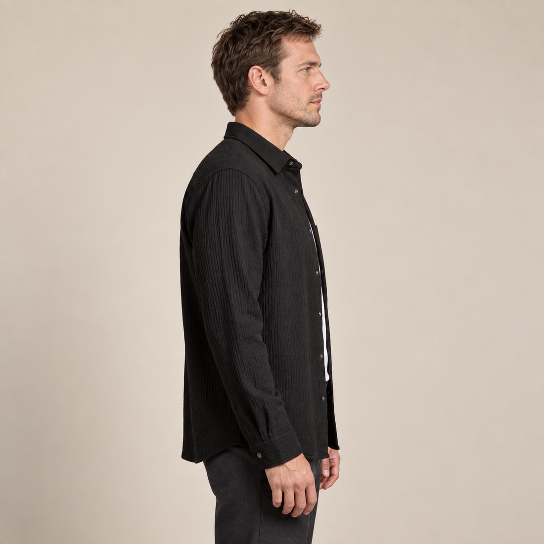 Men's Autumn Textured Long Sleeve Shirt