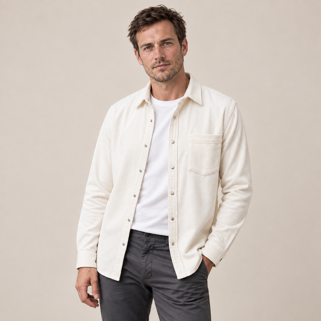 Men's Autumn Textured Long Sleeve Shirt