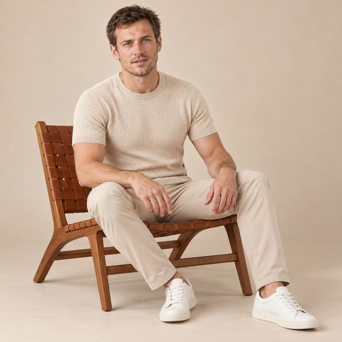 Men's Basket Weave Knit T-Shirt