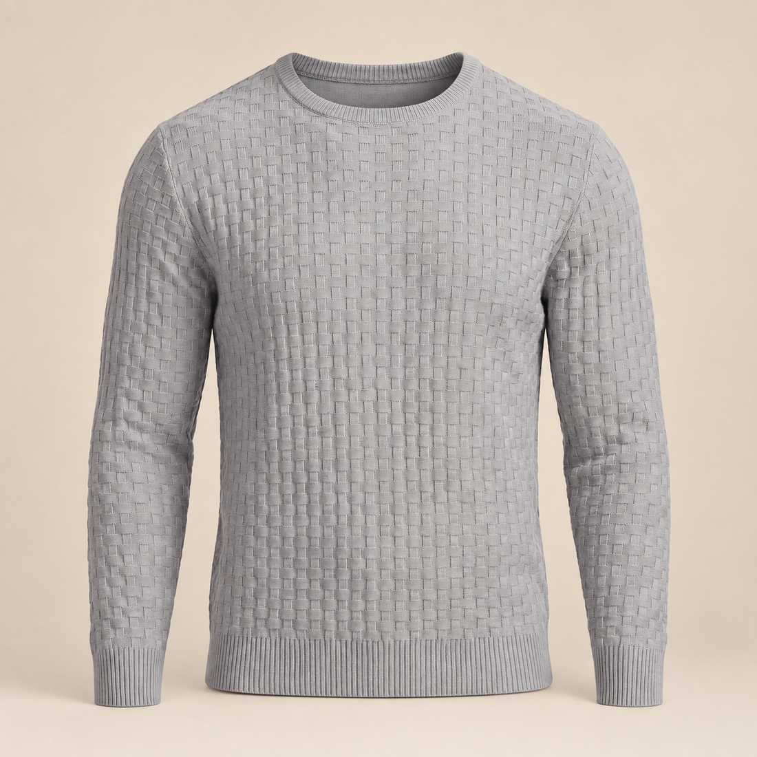 Men's Basketweave Knit Crew Sweater