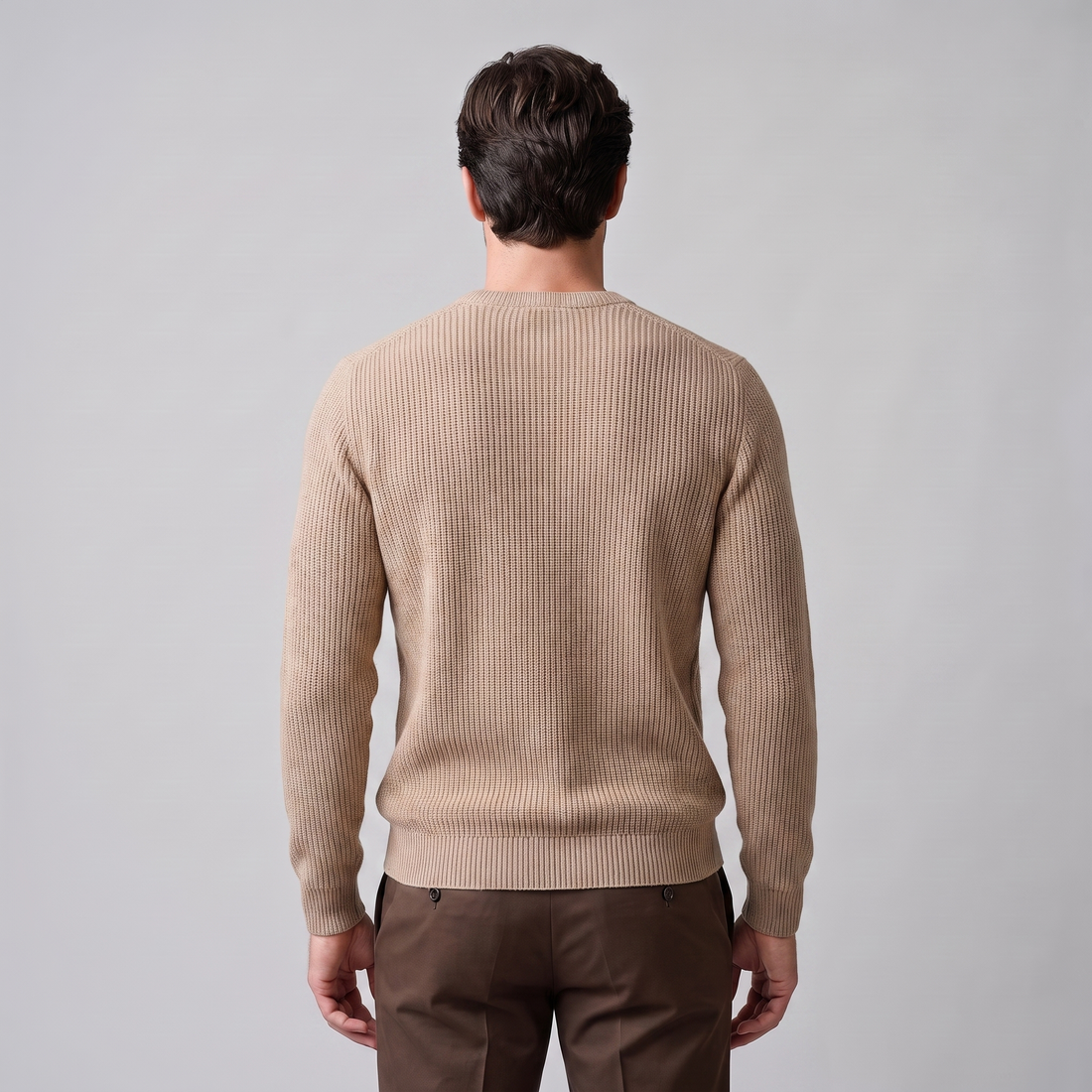 Men's Basketweave Knit Crew Sweater