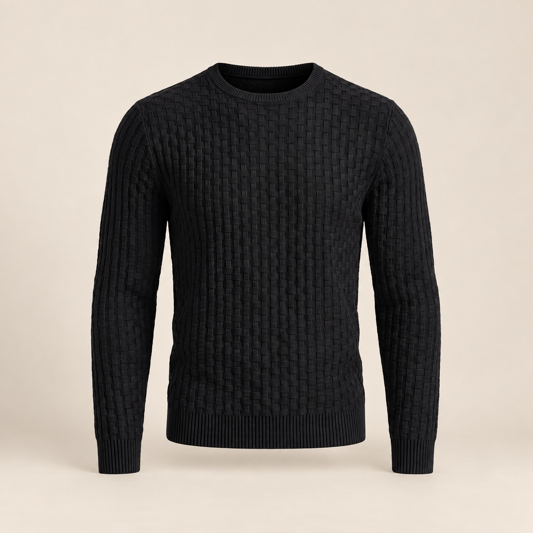 Men's Basketweave Knit Crew Sweater