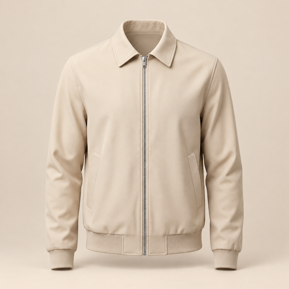 Men's Beige Bomber Jacket