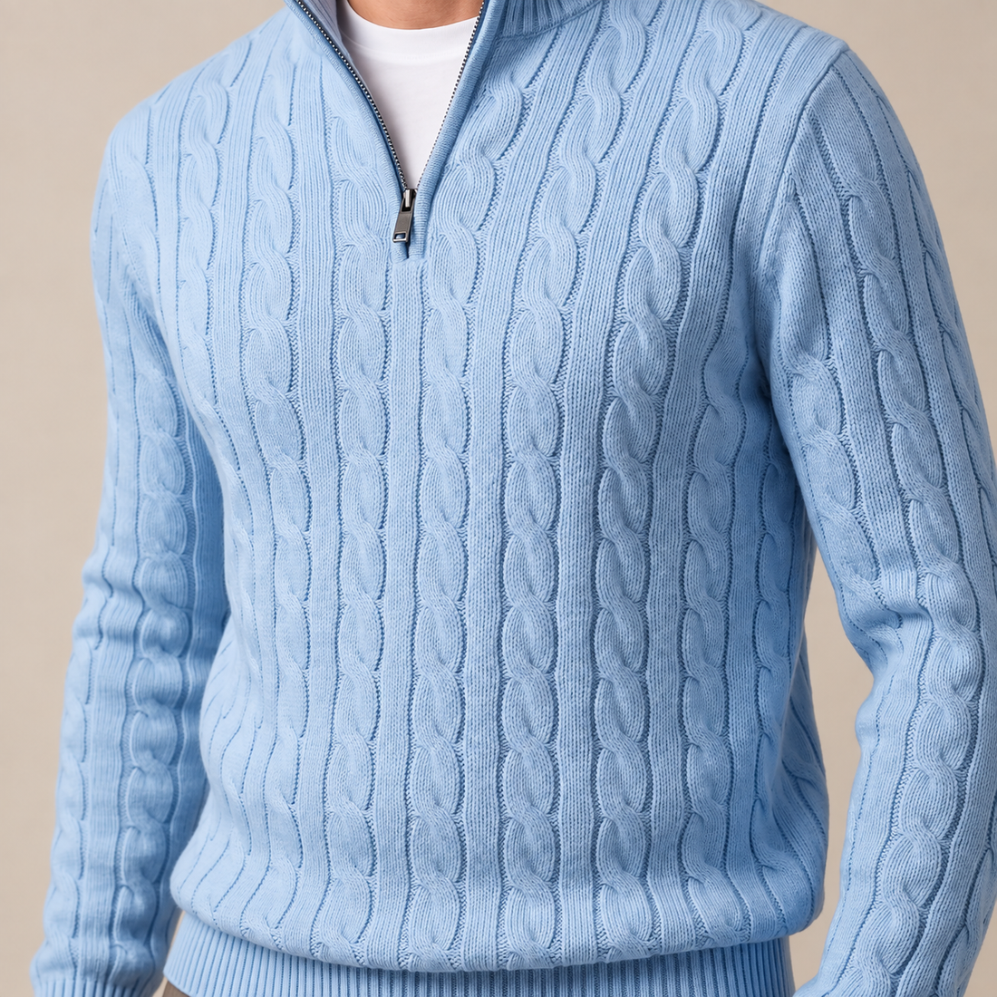 Men's Cable Knit Half-Zip Sweater