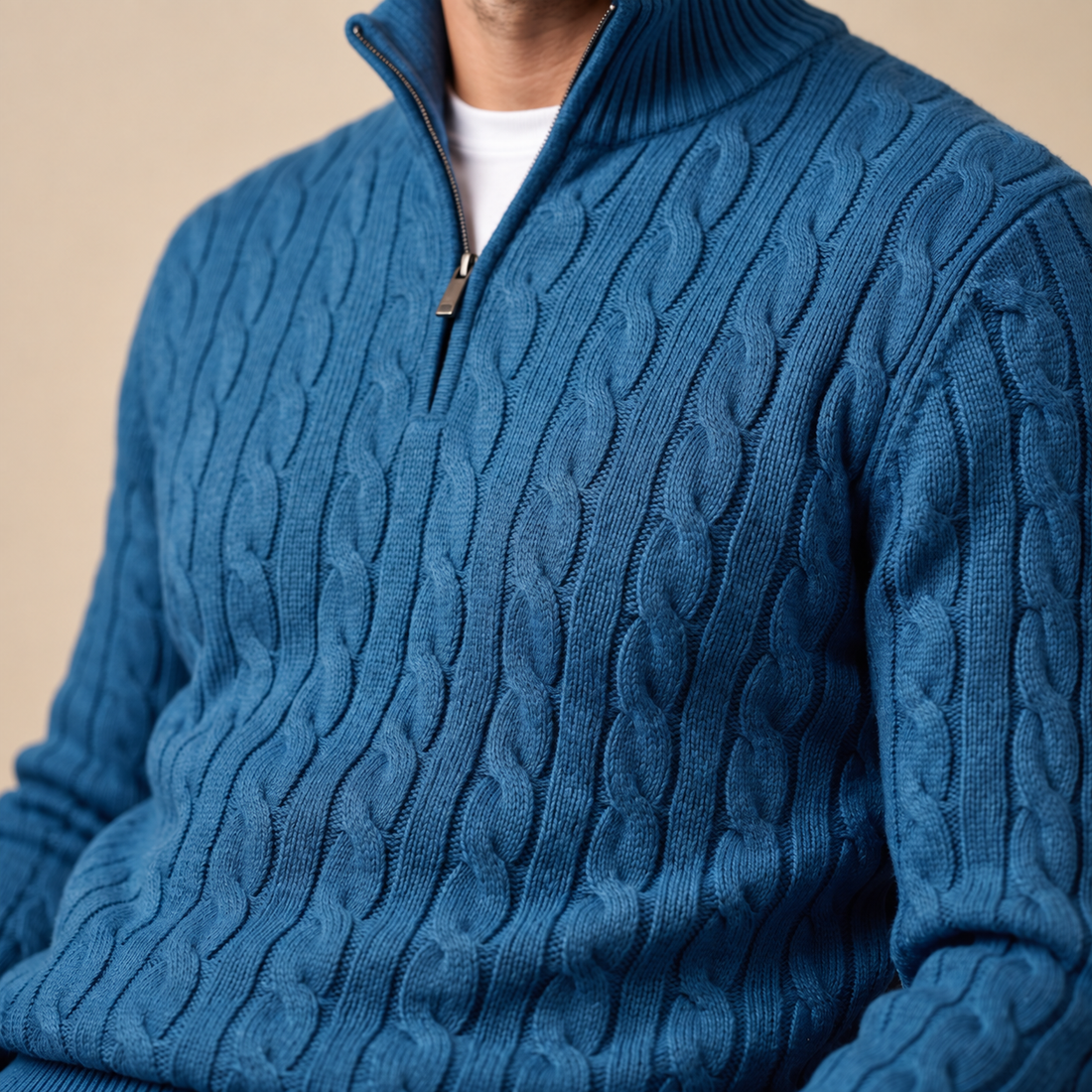 Men's Cable Knit Half-Zip Sweater