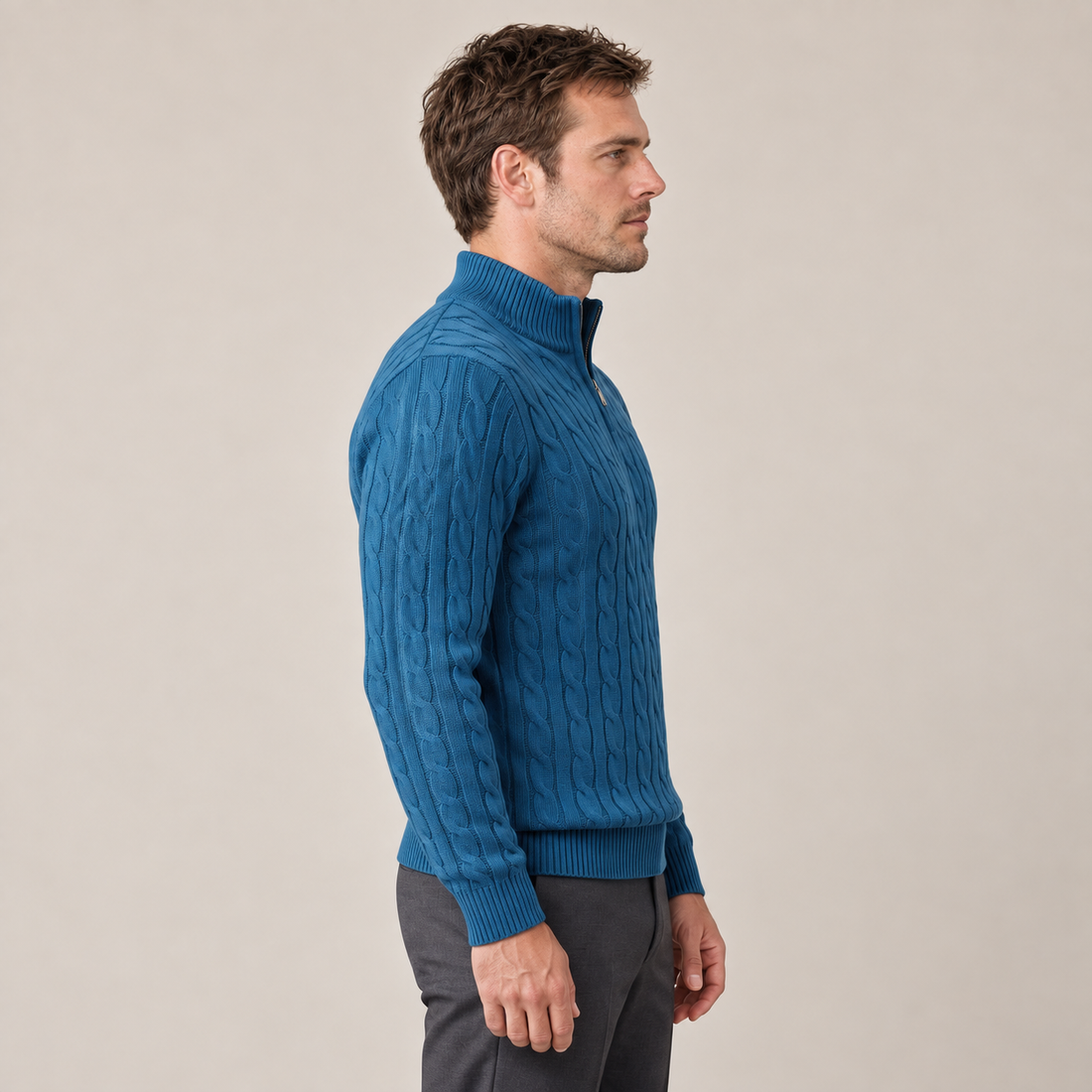 Men's Cable Knit Half-Zip Sweater