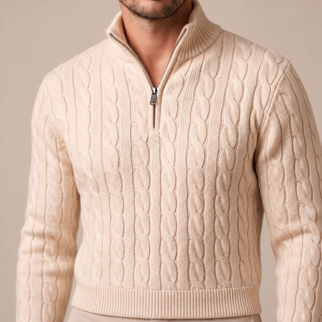 Men's Cable Knit Half-Zip Sweater