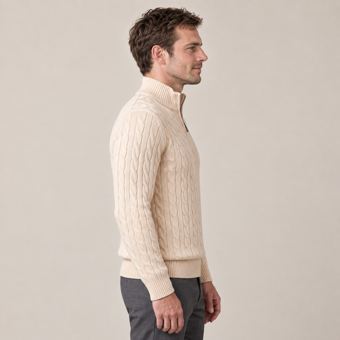 Men's Cable Knit Half-Zip Sweater