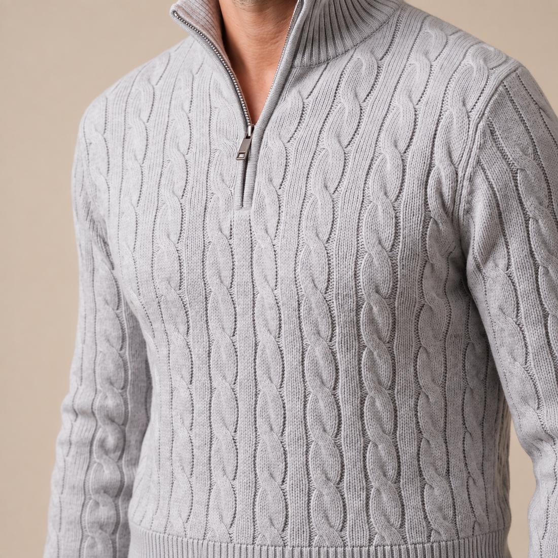 Men's Cable Knit Half-Zip Sweater