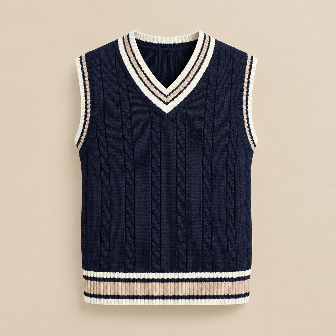 Men's Cable Knit V-Neck Sweater Vest