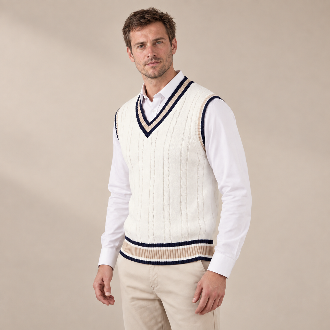 Men's Cable Knit V-Neck Sweater Vest