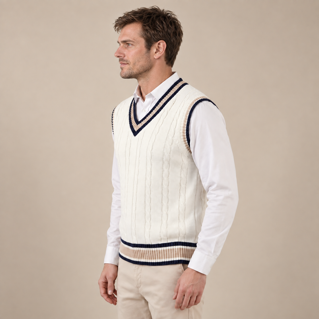 Men's Cable Knit V-Neck Sweater Vest