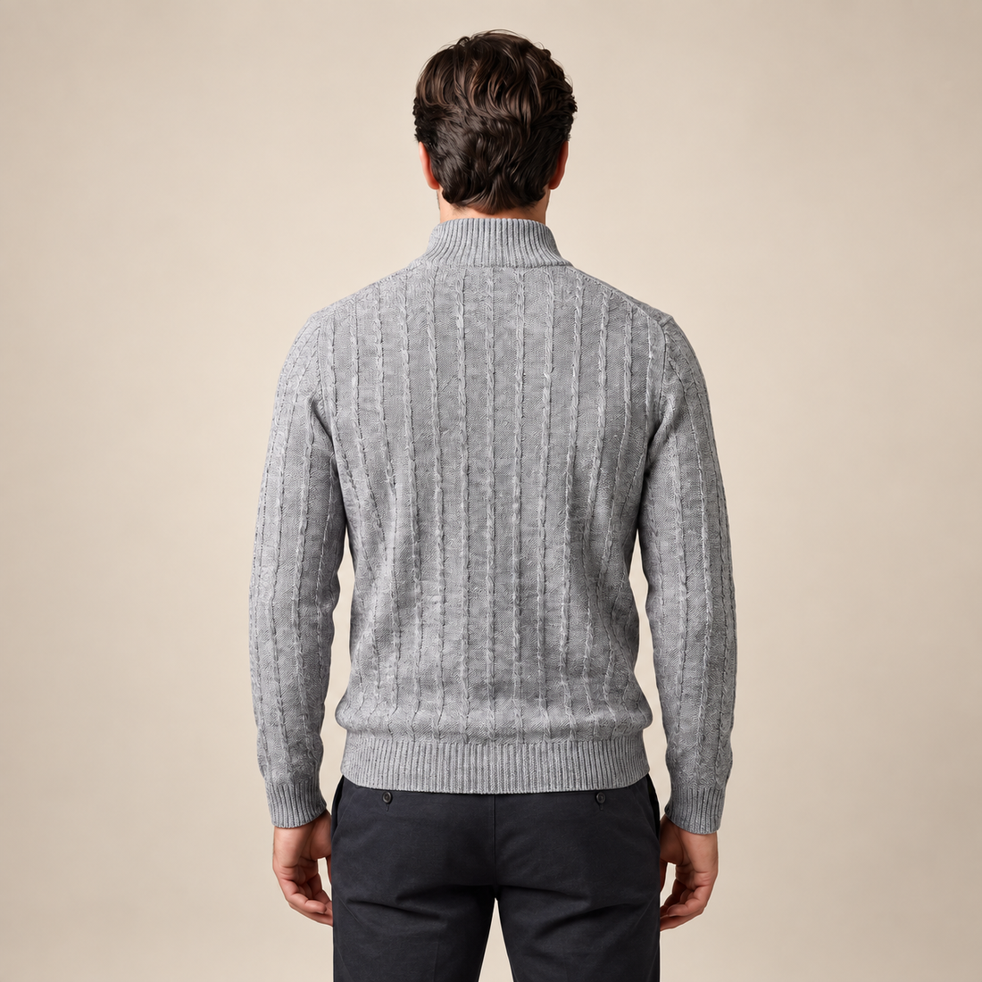 Men's Cable Knit Quarter-Zip Sweater