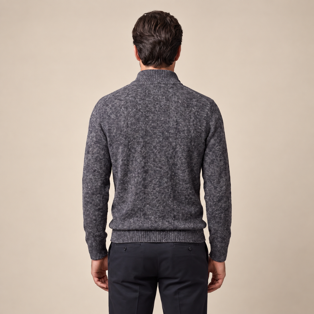 Men's Cable Knit Quarter-Zip Sweater