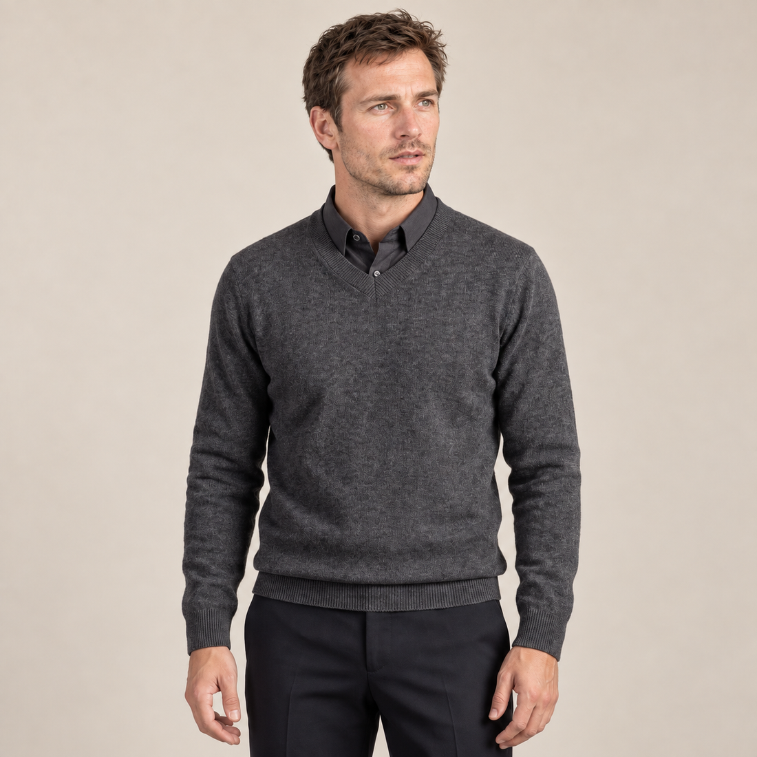 Men's Casual V-Neck Knit Sweater