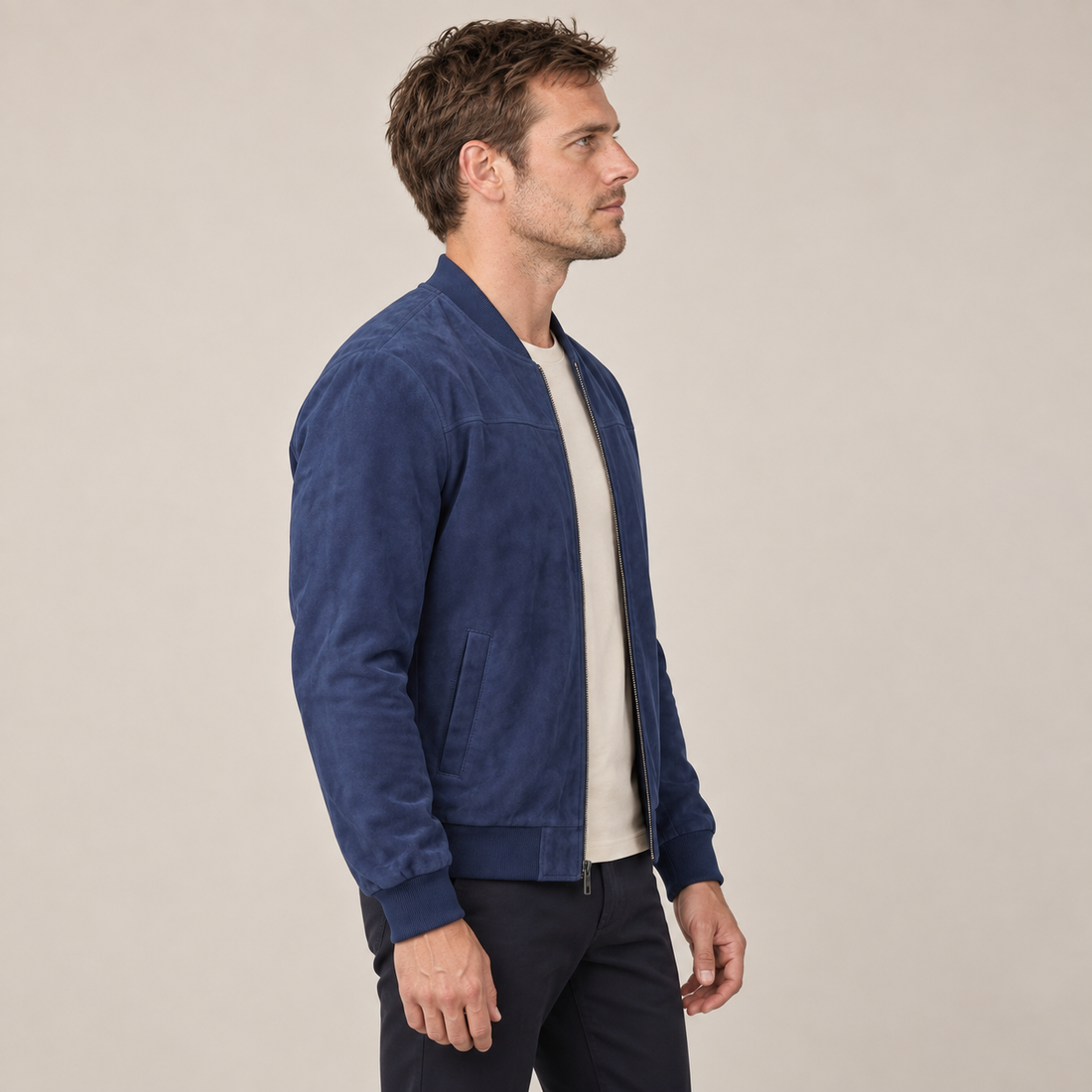 Men's Casual Velvet Bomber Jacket