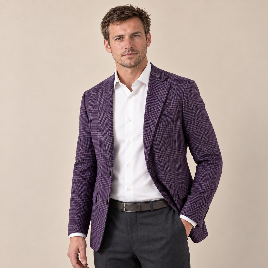 Men's Check Casual Blazer Jacket - Stylish Sport Coat