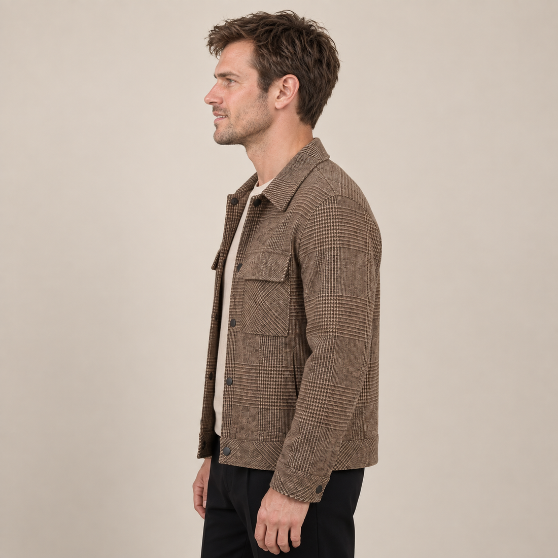 Men's Checked Spring Overcoat