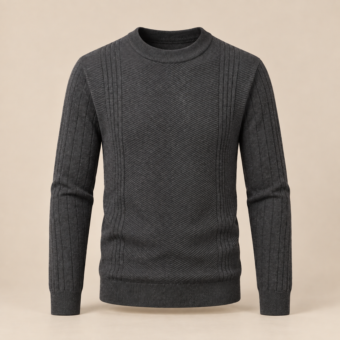 Men's Chevron Ribbed Crew Neck Sweater